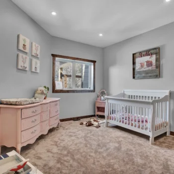 Drop-Tine Ranch bedroom staged as nursery