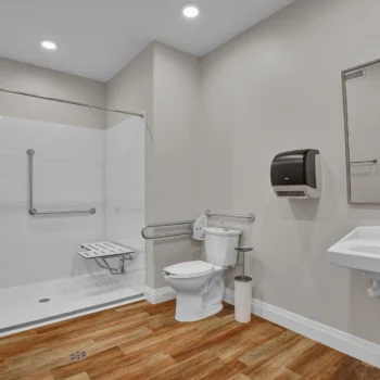 St. Brieux Manor washroom with accessible shower