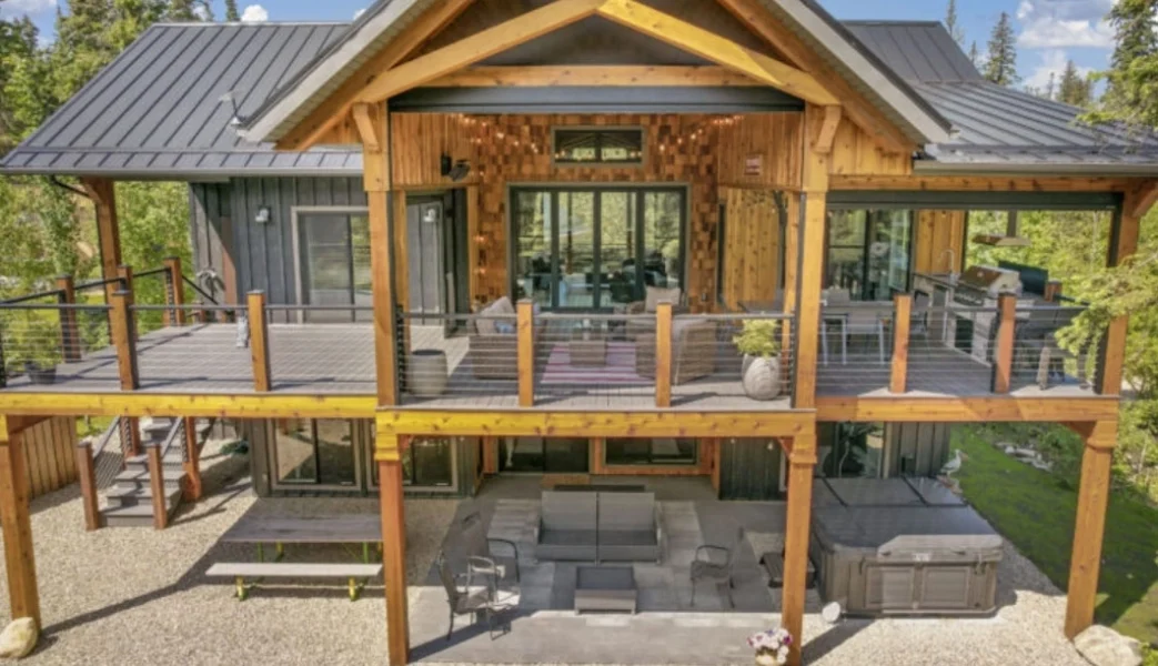 Large two storey deck with entertainment areas